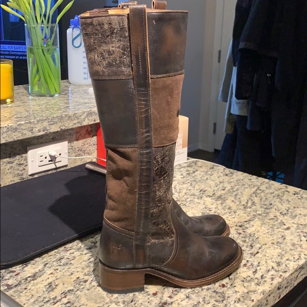 FRYE Genuine Leather Patchwork Boot Size 5